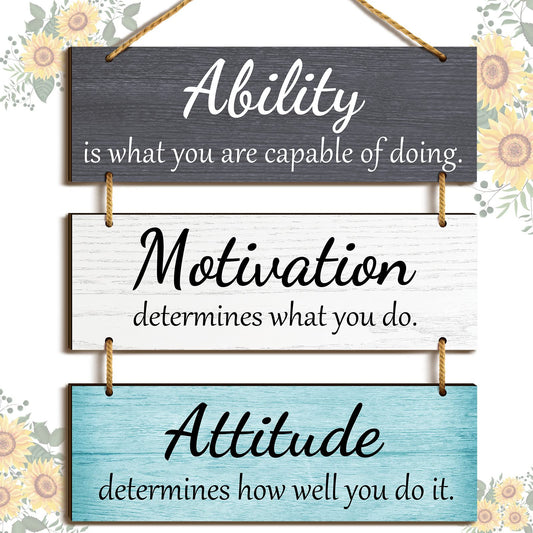 Jetec Office Wall Decor Inspirational Motivational Plaques with Sayings Rustic Wooden Hangings Ability Sign for Coworker Home Valentines Day Gift Office Artwork Decoration(Fresh Color)