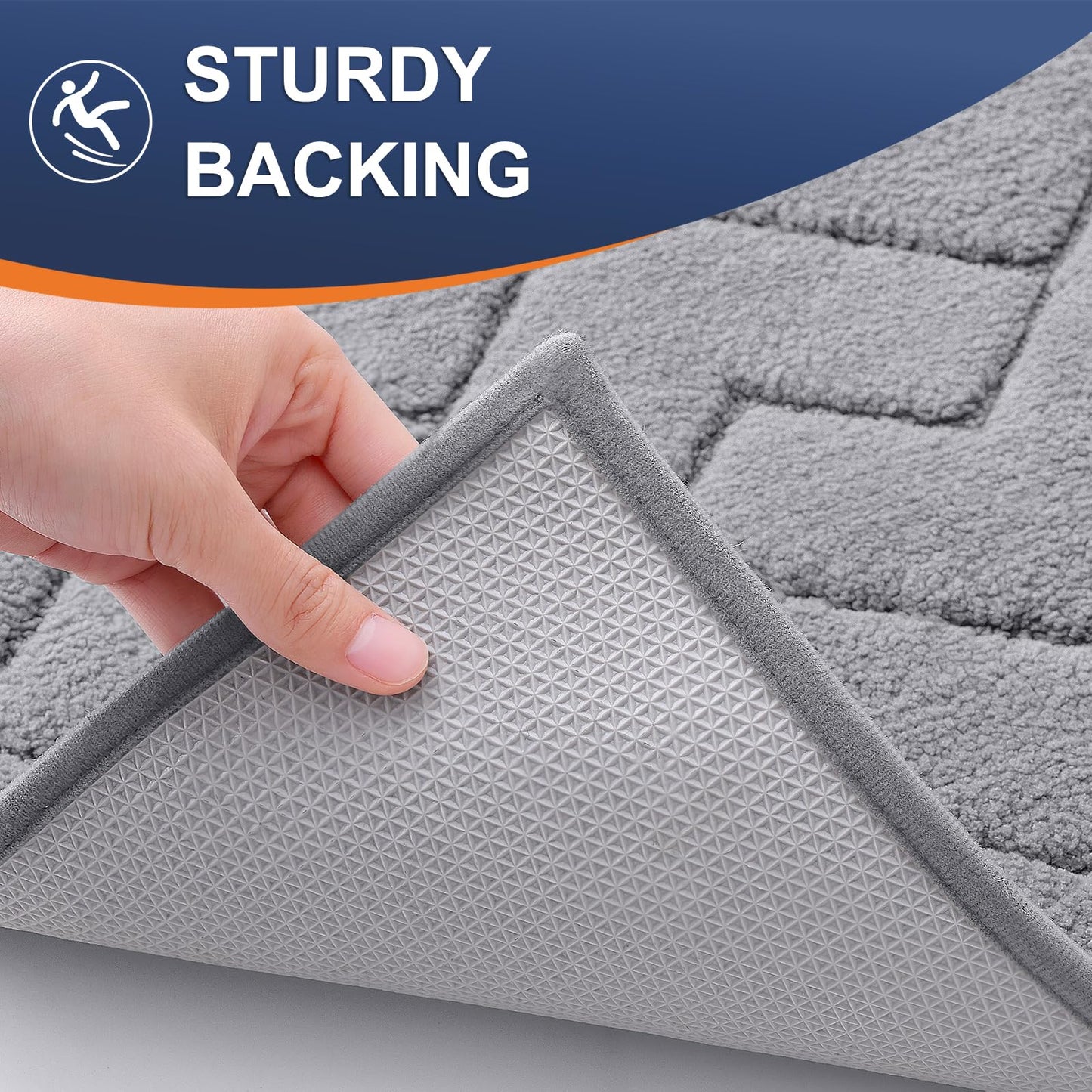 OLANLY Indoor Door Mat, 32x20, Dirt Resistant and Absorbent, Sturdy Non-Slip Rubber Backing, Easy to Clean, Washable Low-Profile Doormat for Entryway, Medium Gray