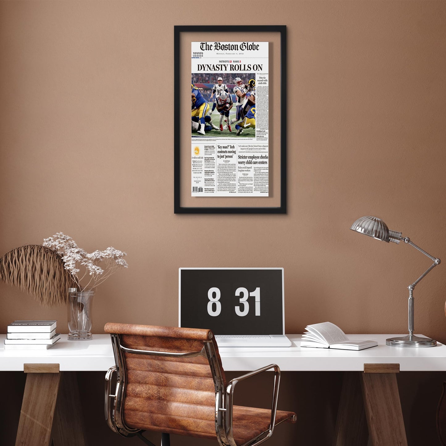 Americanflat 15x26 Newspaper Frame with Shatter-Resistant Glass - Use as 11x22 Newspaper Frame - Signature Float Collection - Engineered Wood Molding - Floating Frames for Wall Display - Black