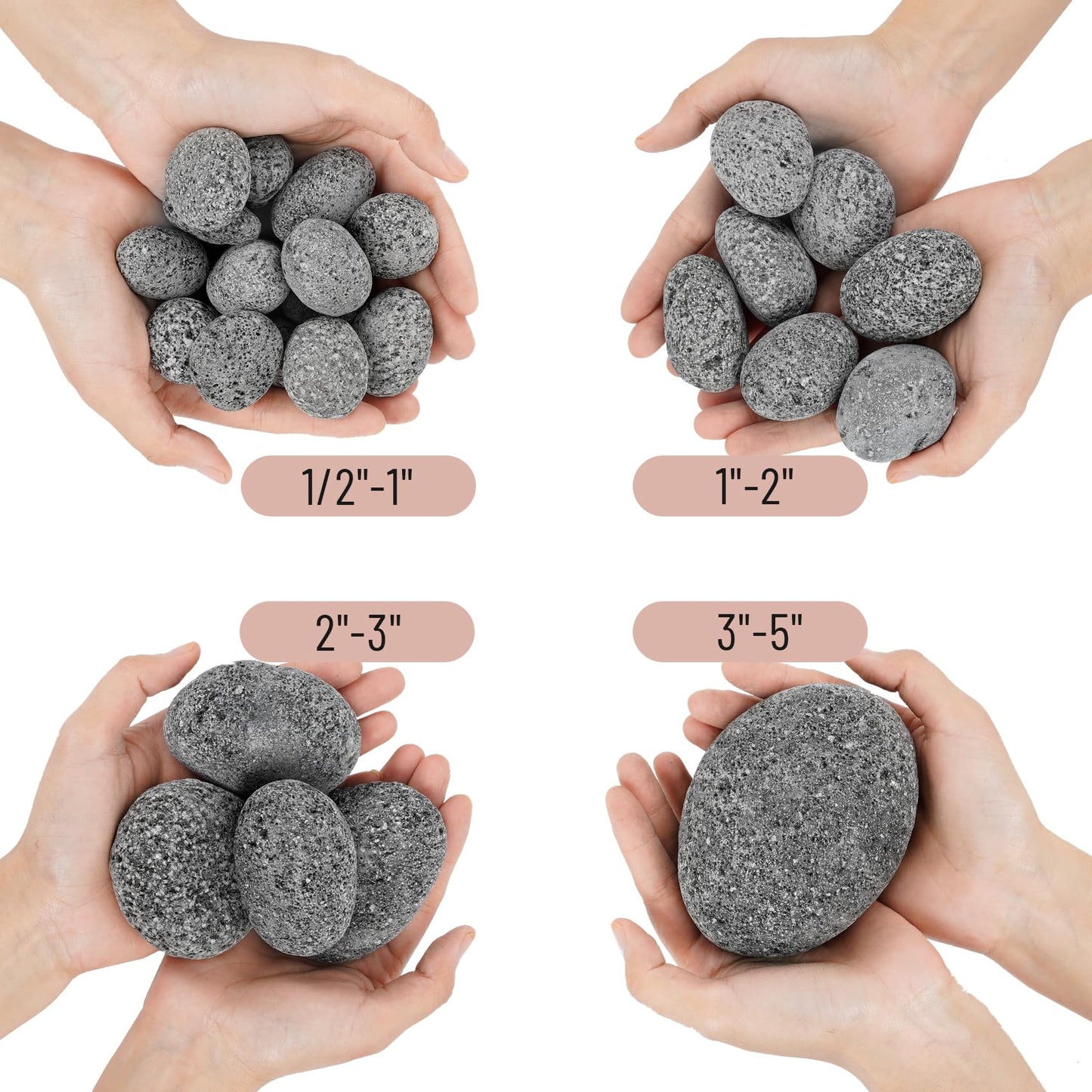 Skyflame 3-5 Inch Round Lava Rock Pebbles, 10 Pounds Black Natural Tumbled Stones for Indoor Outdoor Gas Fire Pit|Fireplaces|Garden Landscaping Decoration| Cultivation of Potted Plants