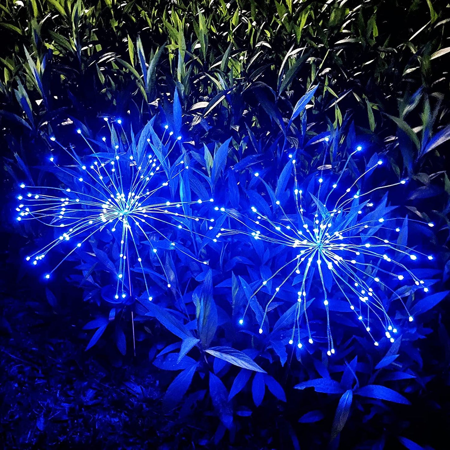 JJGoo Solar Firework Lights, 2 Pack 150 LEDs 2 Lighting Modes Solar Lights Outdoor Waterproof for Garden Patio Walkway Pathway Party Wedding Christmas Decorative - Blue