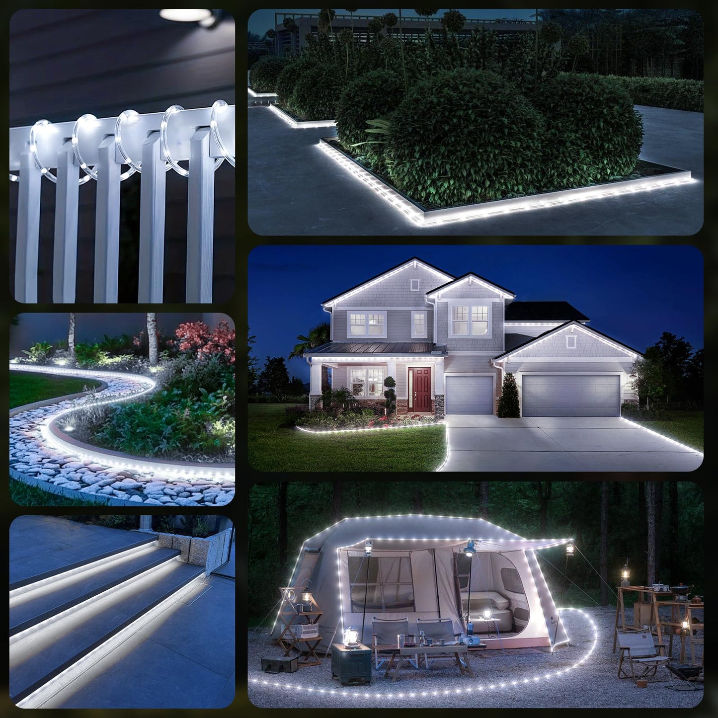 Soiarllt 100Ft 720 LED Rope Lights Outdoor Waterproof with Remote, 8 Modes and 4 Brightness Rope Lights for Outside, Garden, Patio, Pool, Bedroom, Party, Indoor Outdoor Decoration (Cool White)