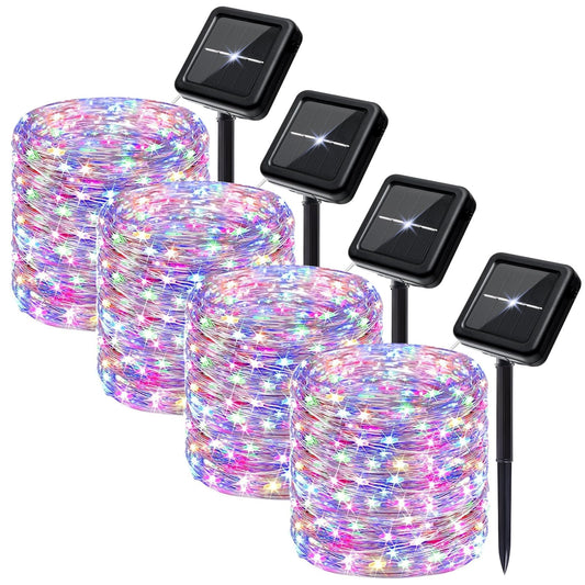 SyouHome 4-Pack Solar Fairy Lights Outdoor, 800 LEDs 264FT Extra-Long Solar String Lights, 8 Modes Waterproof Twinkle Lights for Garden Tree Wedding Party Christmas, Multicolor