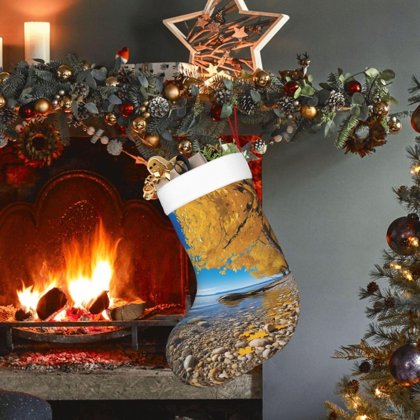 KOPUUYRD Autumn Print Luxurious Holiday Socks,Unique Christmas Socks for Joyful Season,Festive Ornament Classic