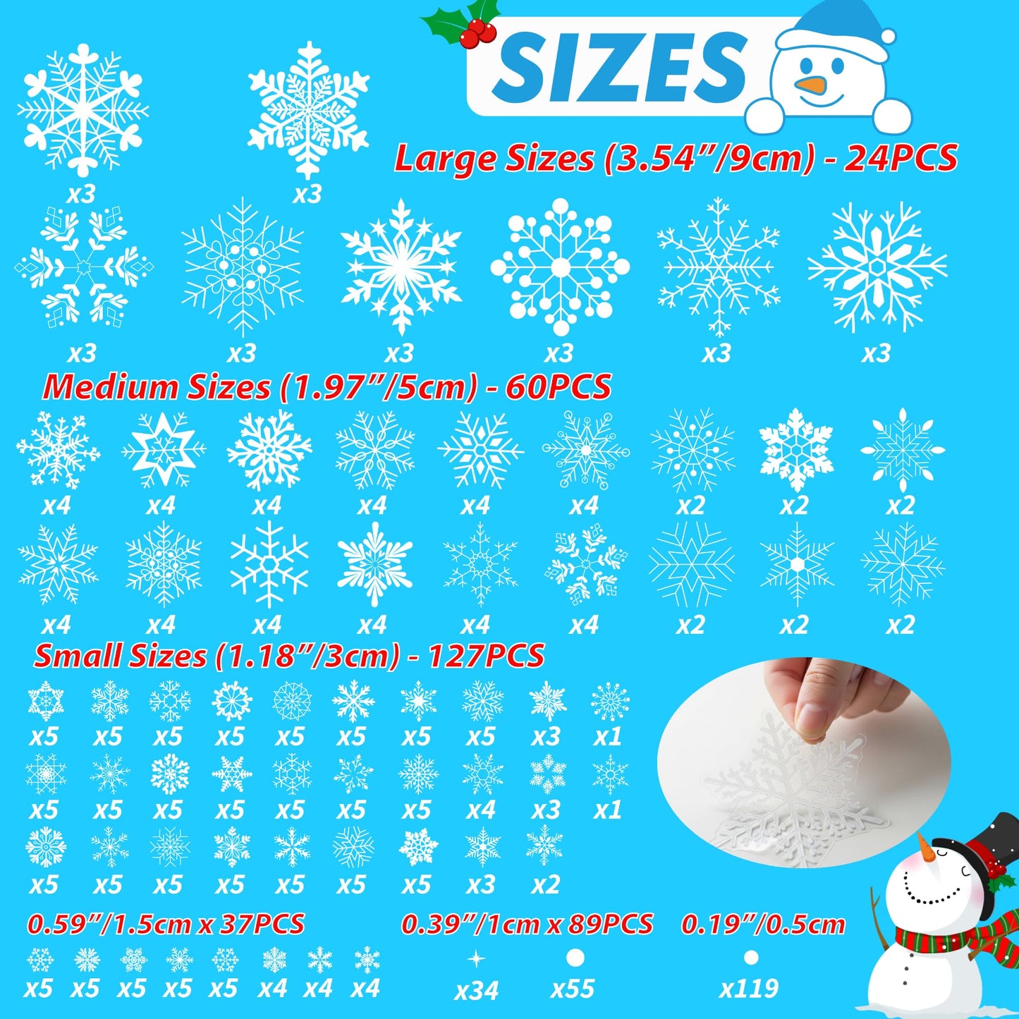 Snowflake Window Clings Stickers | 456Pcs Snowflake Clings Window Decal Christmas Decorations Christmas Stickers Winter Xmas Decorations Indoor Outdoor Glass Accesories Decor Supplies