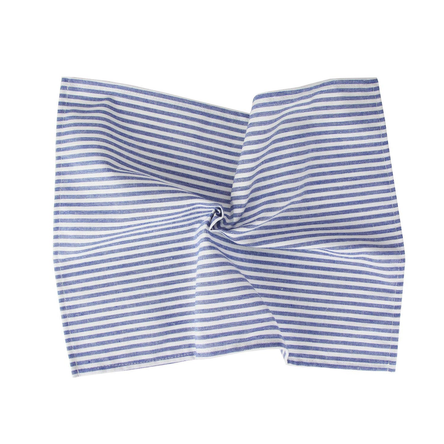 INFEI Plain Striped Cotton Linen Blended Dinner Cloth Napkins - Set of 12 (40 x 30 cm) - for Events & Home Use (Blue)