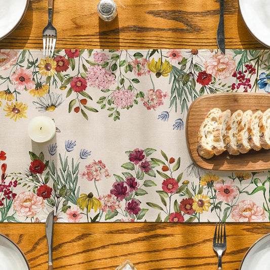 Artoid Mode Plants Floral Butterfly Valentine's Day Table Runner, Anniversary Wedding Kitchen Dining Table Decoration for Home Party Decor 13x72 Inch