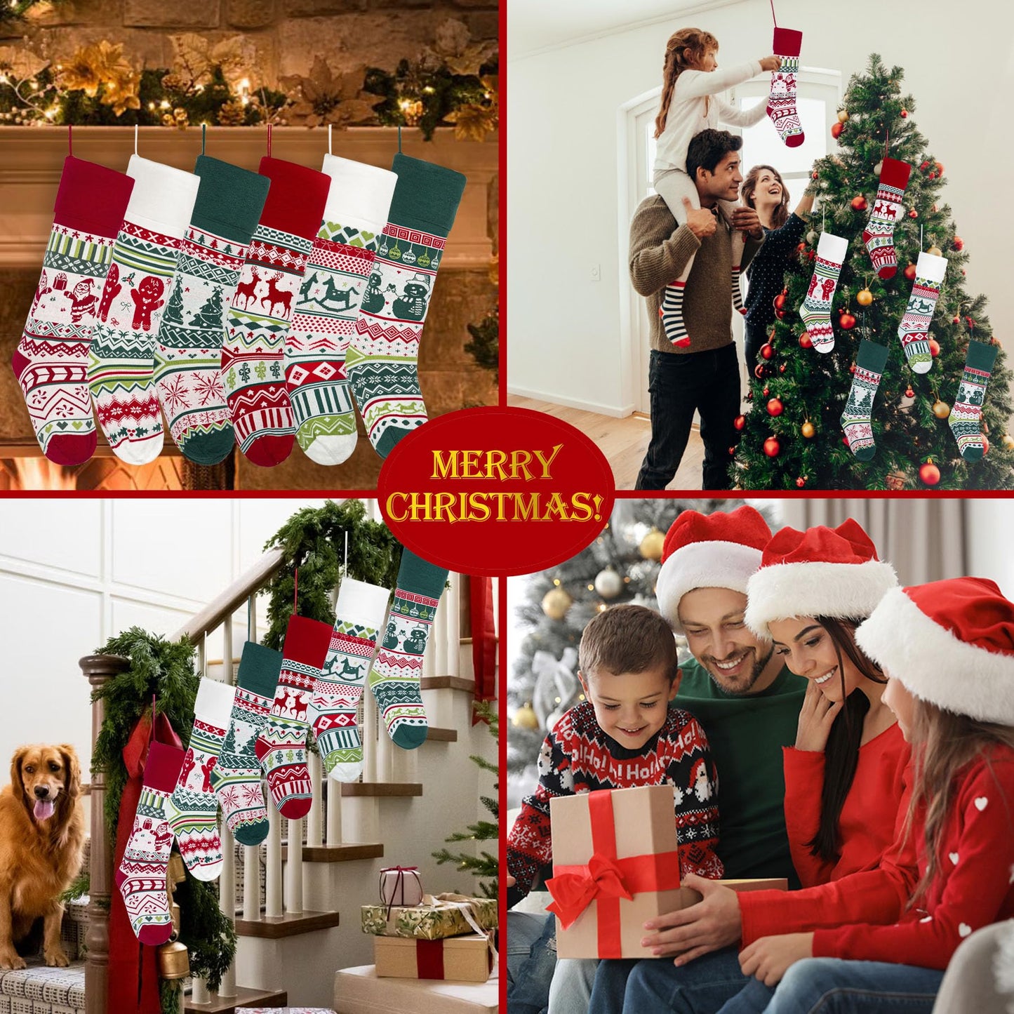 Relosy Christmas Stockings - 18'' Large Knitted Xmas Stocking for Kids,Family Stocking,Gifts & Decorations for Fireplace Christmas Holiday Party