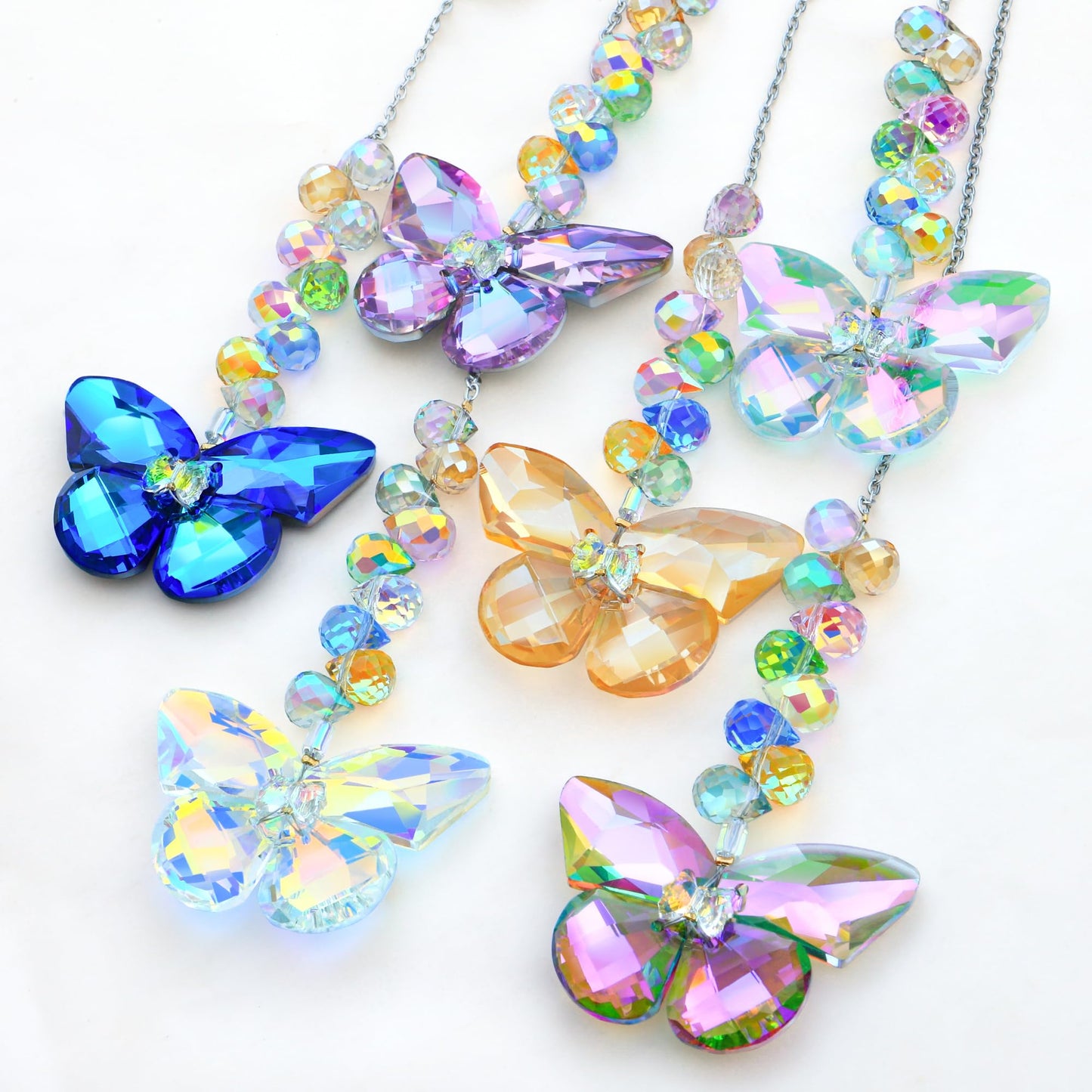 LUMITI 6pcs Crystal Butterfly Suncatchers Hanging Ornaments, Rainbow Maker Sun Catchers Indoor Window Outdoor Patio Garden Decor Gifts (Butterfly)