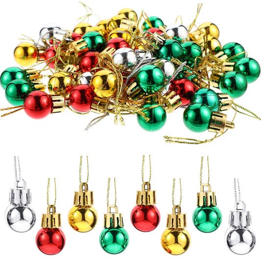Boao 96 Pcs Christmas Mini Balls Ornaments Miniature Xmas Tree Ornaments Multicolour Shiny Small Hanging Decorations for Christmas Holiday Party Decor(0.79 Inch,Red, Gold, Silver, Green Balls)