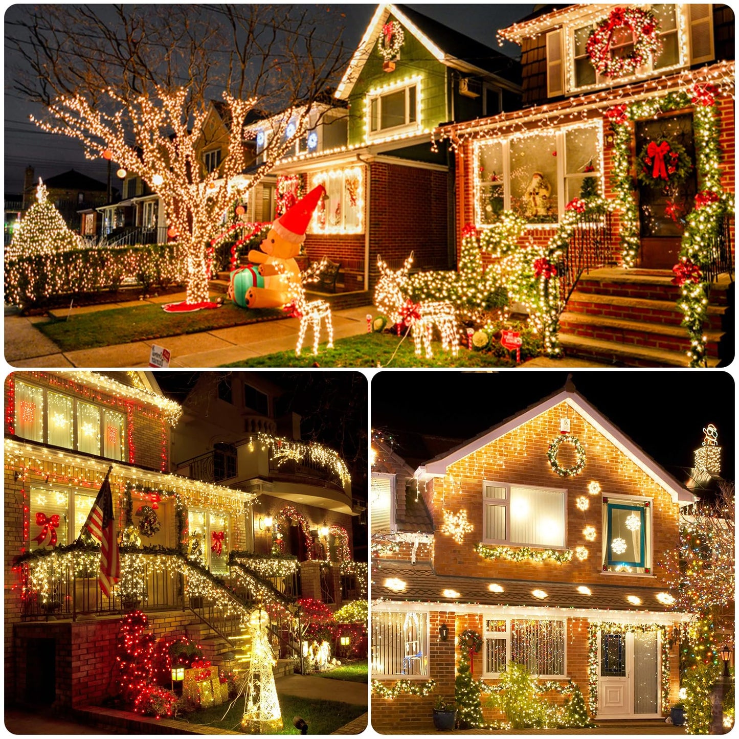 Solar Powered String Lights, 164ft 2 Pack Total 400 Led Solar Christmas Lights Outdoor Waterproof with 8 Modes - Solar Outdoor String Light for Outside Tree Lights for Tree Patio Christmas Warm White