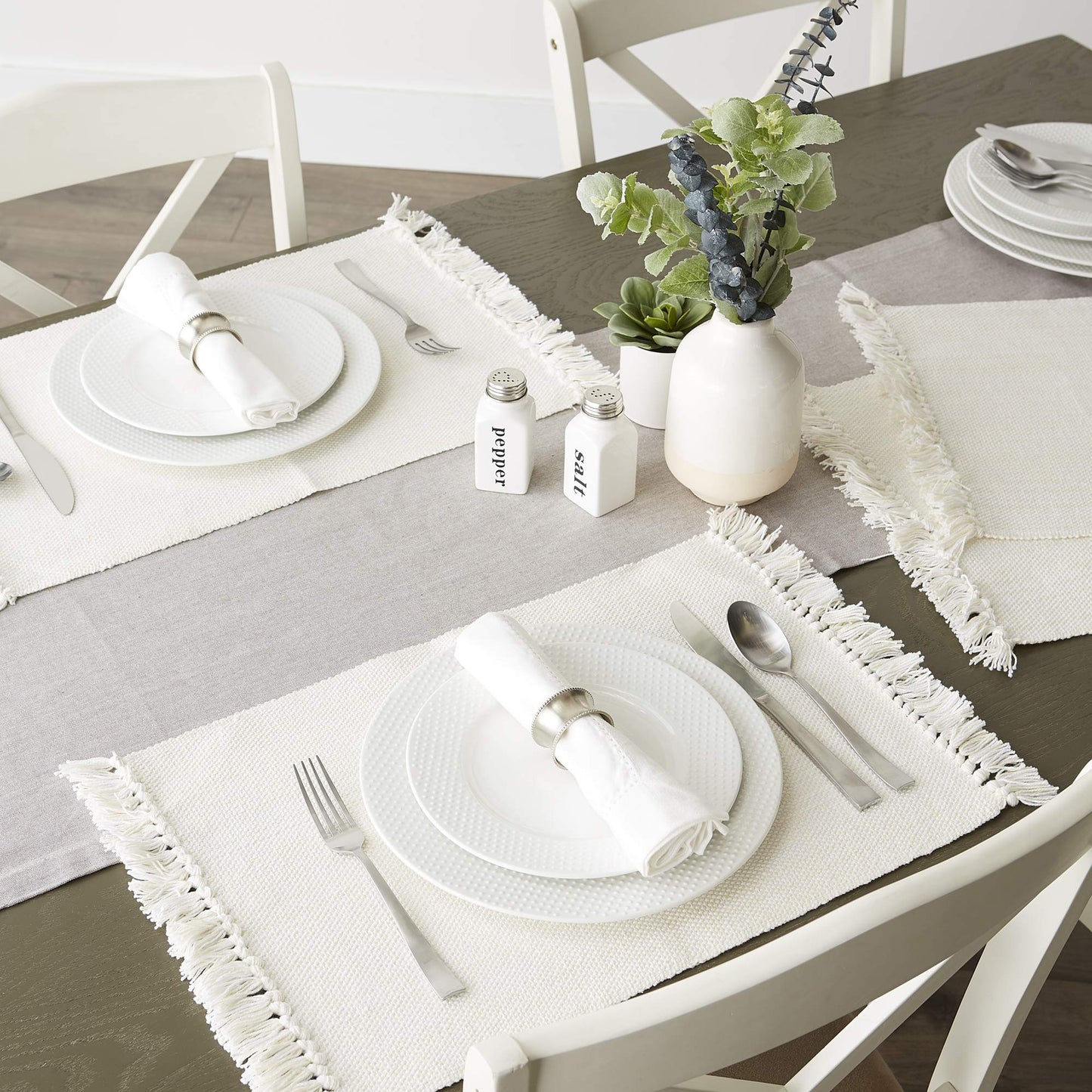 DII Variegated Tabletop Collection, Placemat Set, 13x19, Off-White, 6 Piece