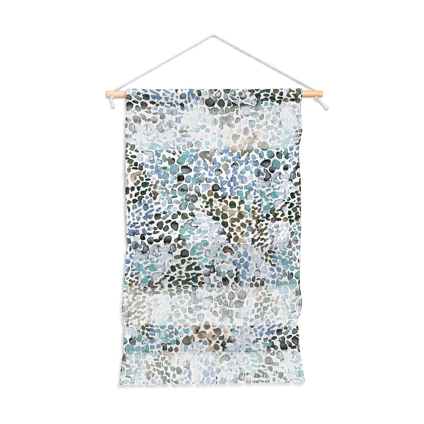 Deny Designs Blue Speckled Painting Watercolor Stains Ninola Designs Fiber Wall Hanging, Small Portrait (11” x 15.5