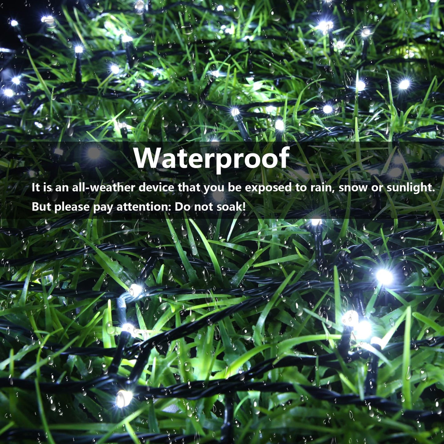 Joomer Solar Christmas String Lights, 39FT 100LED Waterproof Outdoor Lights with 8 Modes Twinkle Fairy Light for Garden, Patio, Yard, Tree and Christmas Decor (White)