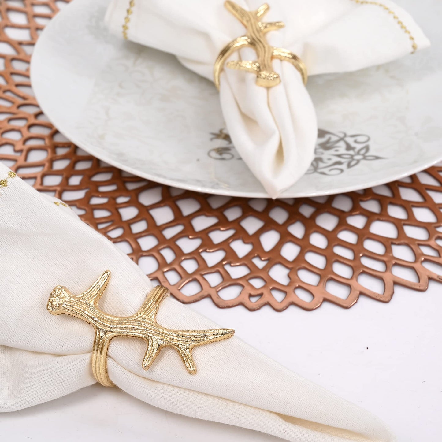 Modern Metal Napkin Rings Set of 12 - Napkin Rings Holder for Dinning Table Parties Dining Table, Weddings, and Special Events - Elegant Table Décor for Home & Restaurants (Gold) - CLEENTABLE