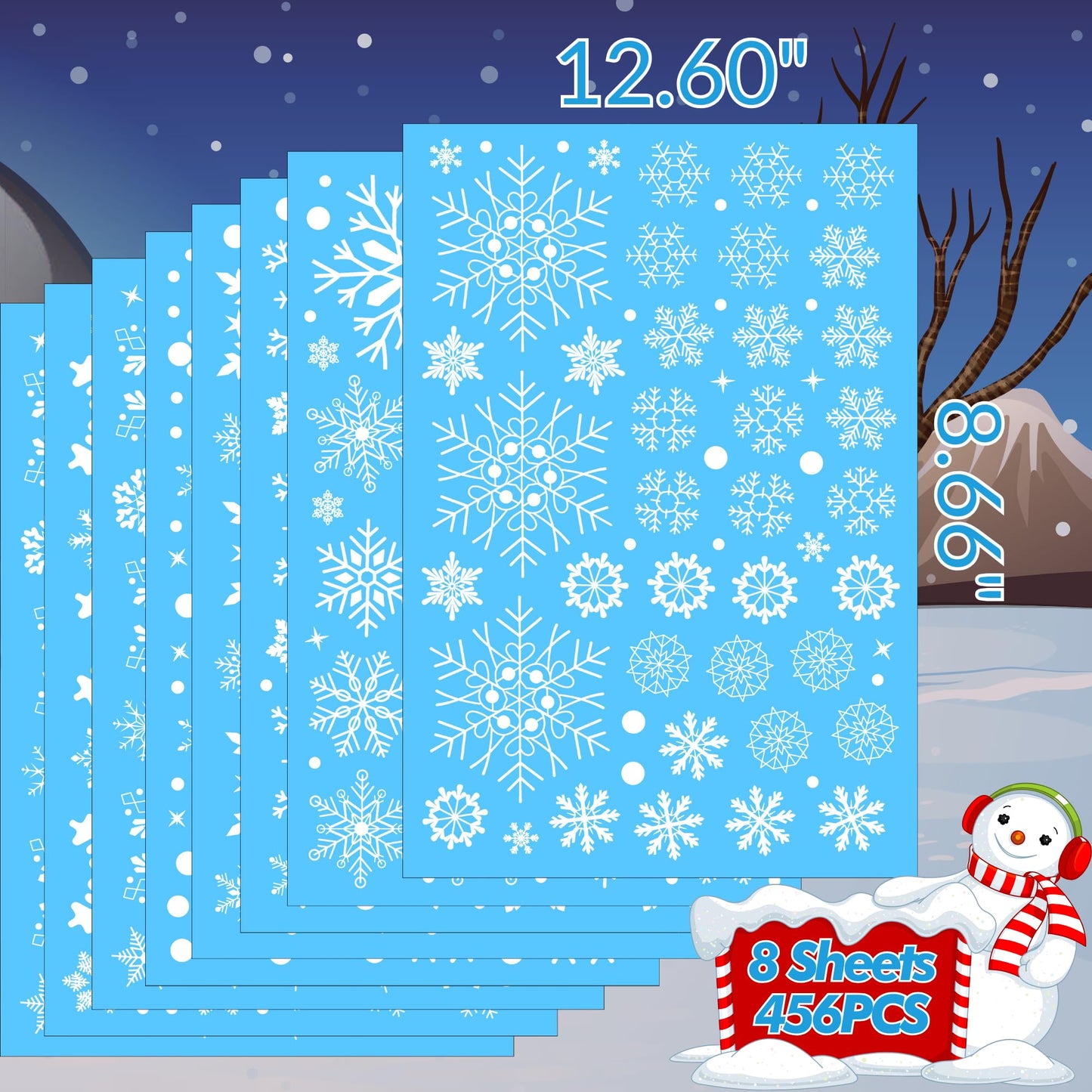 Snowflake Window Clings Stickers | 456Pcs Snowflake Clings Window Decal Christmas Decorations Christmas Stickers Winter Xmas Decorations Indoor Outdoor Glass Accesories Decor Supplies