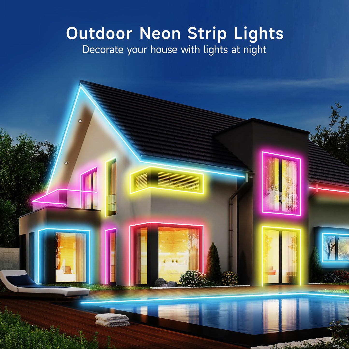 KANTUTOE LED Neon Rope Lights, 13.1ft RGB LED Light Strip, 24V Music Sync App/Remote Control DIY Rope Light, IP67 Waterproof Gaming Neon Strip Lights for Bedroom Indoor Oudoor Décor