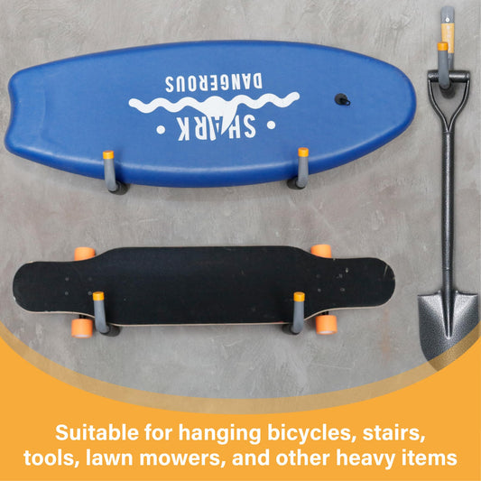 BFPeaky 9.8" Ladder Hooks for Garage Wall, 6PC Garage Storage Hooks with Jumbo Arm, Heavy Duty Large Hooks for Tools, Bikes, Chairs, and Outdoor Organization