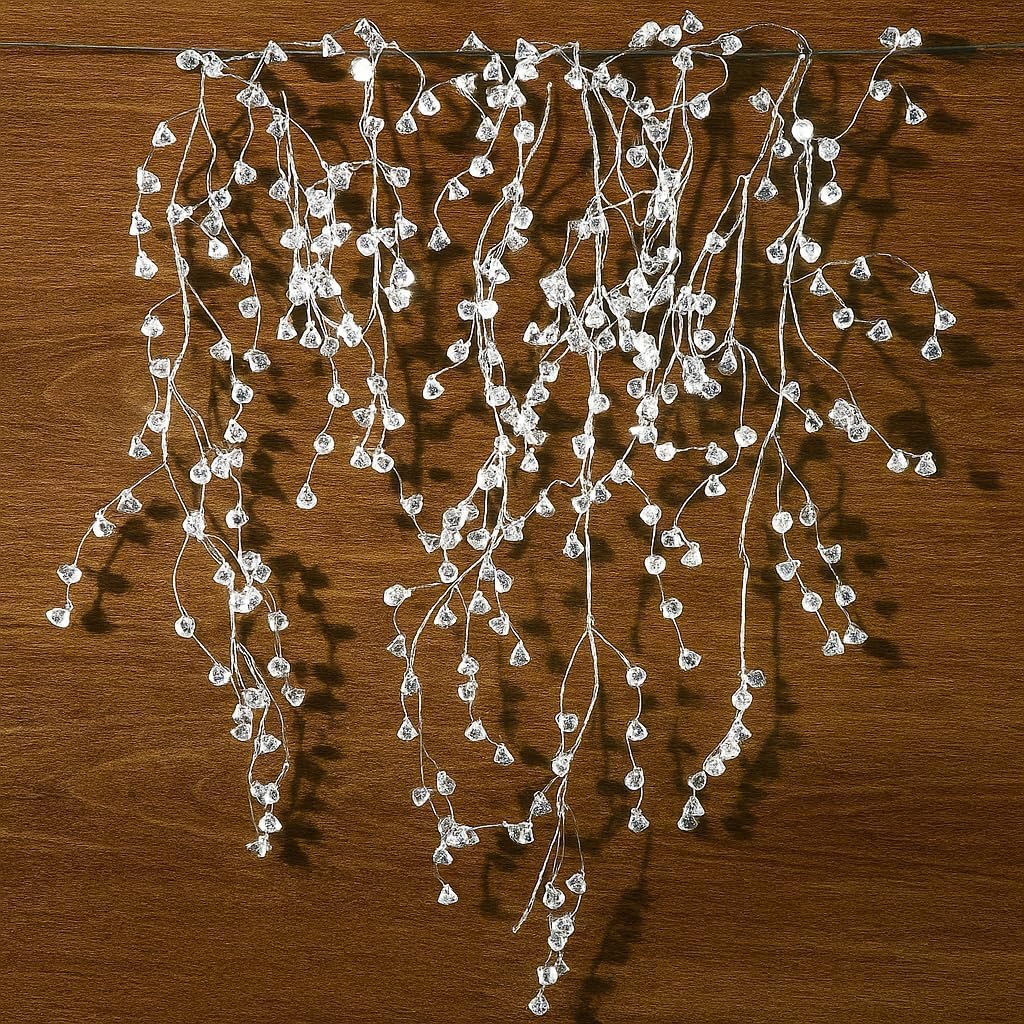 Cheerland Crystal Garland Strands Clear Ice Wire Crystal Garland for Winter Wonderland Party Decorations Diamond Hanging Wedding Decoration Accents Living Room Bedroom Mantel Wreath Decor Supplies