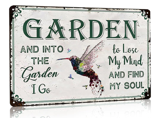 Bestylez Gardening Gifts Vintage Gardening Signs Into The Garden To Lose My Mind Tin Sign for Home Garden Greenhouse Living Room Bedroom Yard Cottage Outdoor Decor 8X12 Inch (3358)