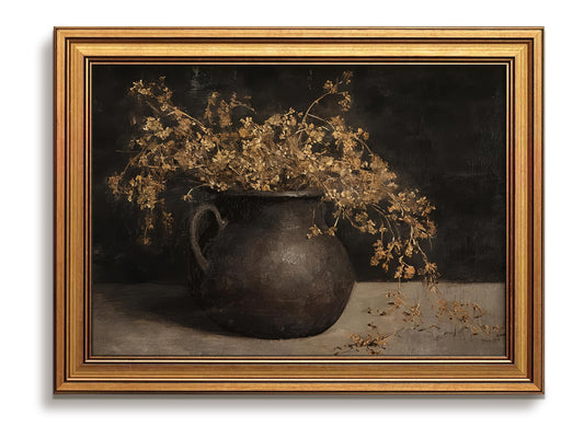 Vintage Gold Framed Wall Art, Floral Moody Wall Decor, Rustic Antique Canvas Prints, French Country Cottage Botanical Pictures Paintings, Farmhouse Artwork for Living Room Bedroom, 8x10 Inch