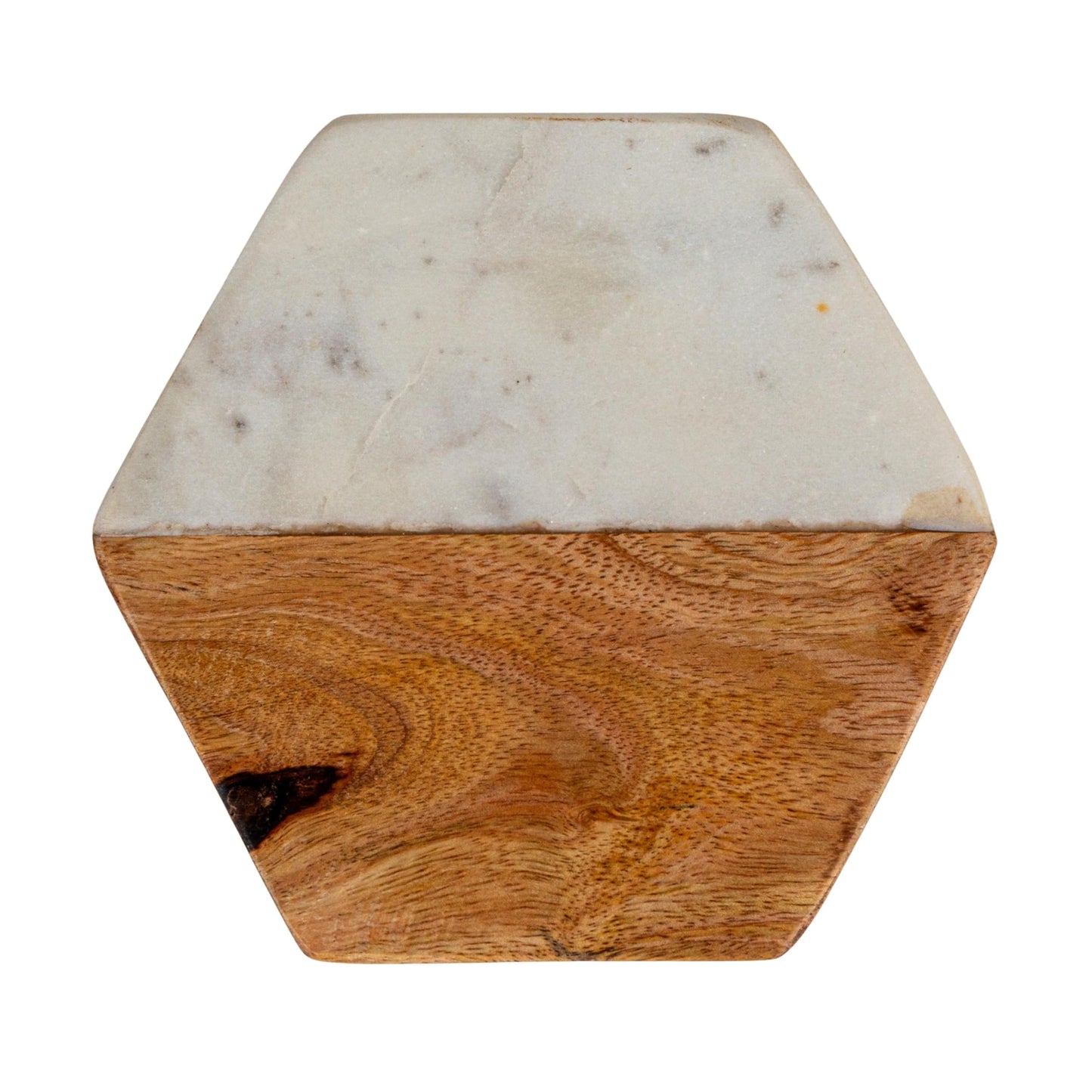 Creative Co-op Marble & Mango Wood Hexagon Coasters (Set of 4 Pieces)