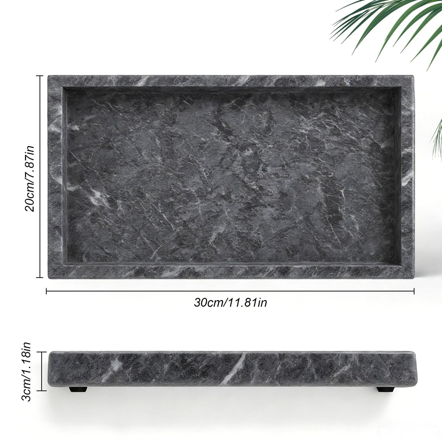 Natural Marble Tray, Stone Tray for Bedroom/Bathroom/Kitchen/Vanity Countertop, Jewelry Tray for Rings Earrings Necklace Bracelet Watch, Room Decor Aesthetic