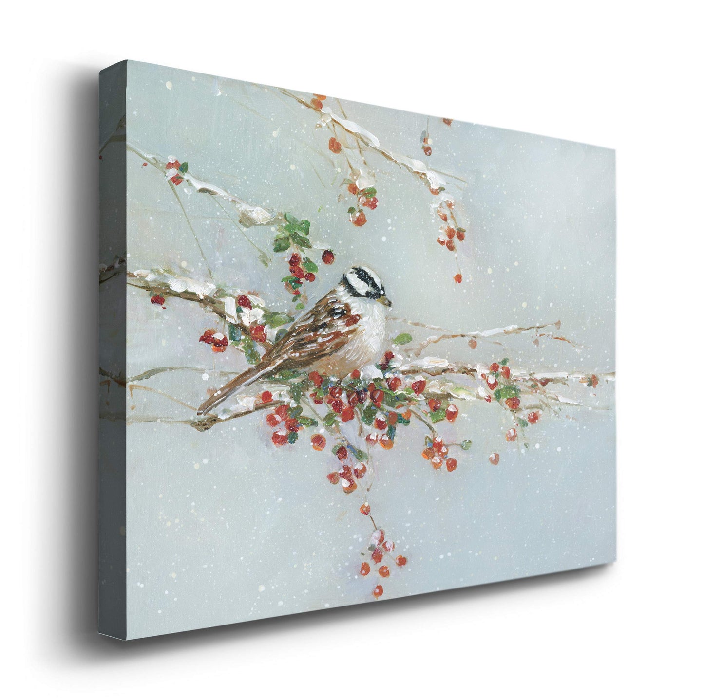 Renditions Gallery Canvas Abstract Wall Art Home Paintings & Prints Artwork Innocent Winter Woodpecker Glam Wall Hanging Snowy Modern Decorations for Bedroom Office Kitchen - 8"x12" LT20