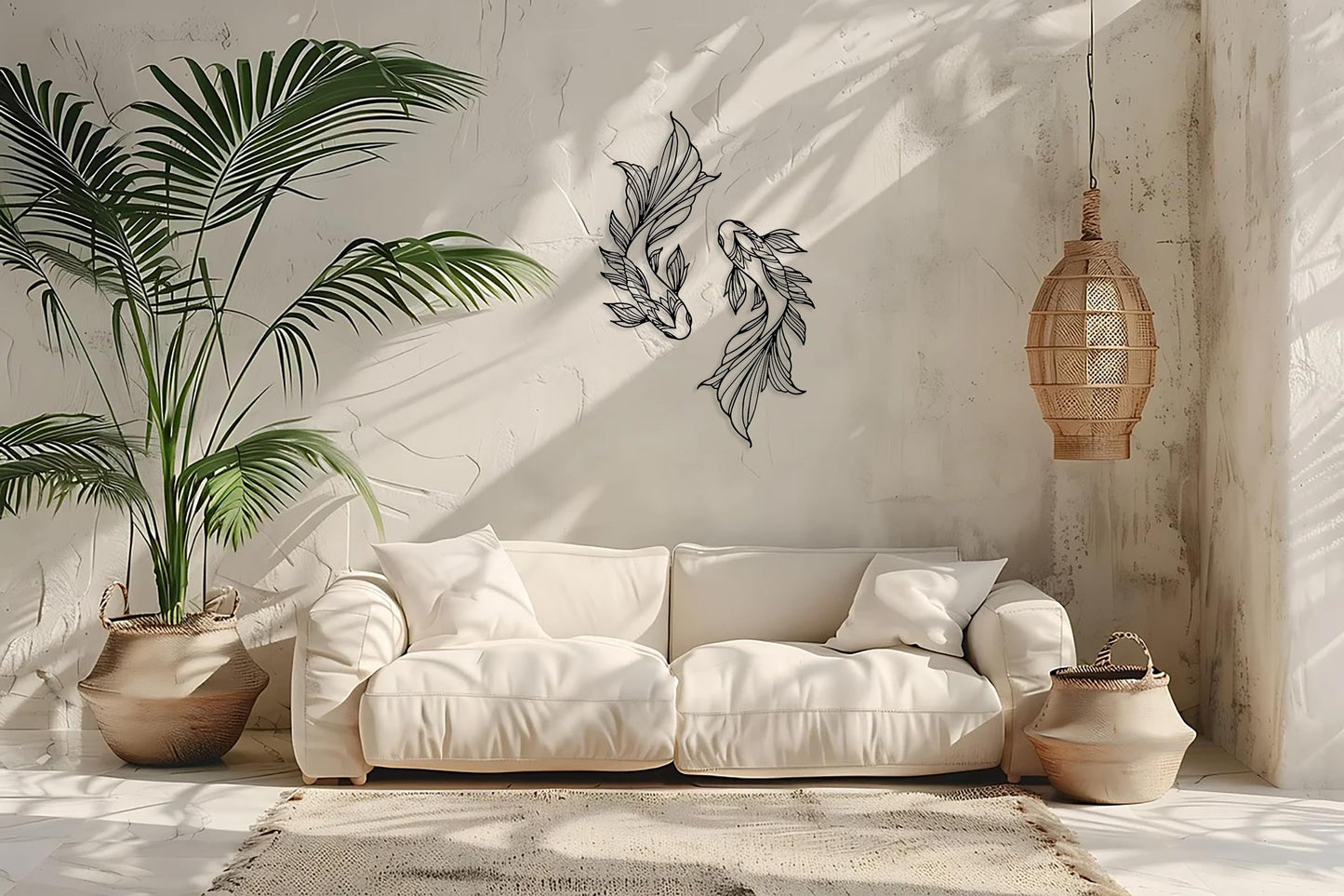 RESACO Koi Fish Metal Wall Art Japanese Art Wall Decor Iron Fish Gifts Asian Decorations for Living Room Bathroom Indoor Outdoor (Black 10.2 x 18.1 inches)
