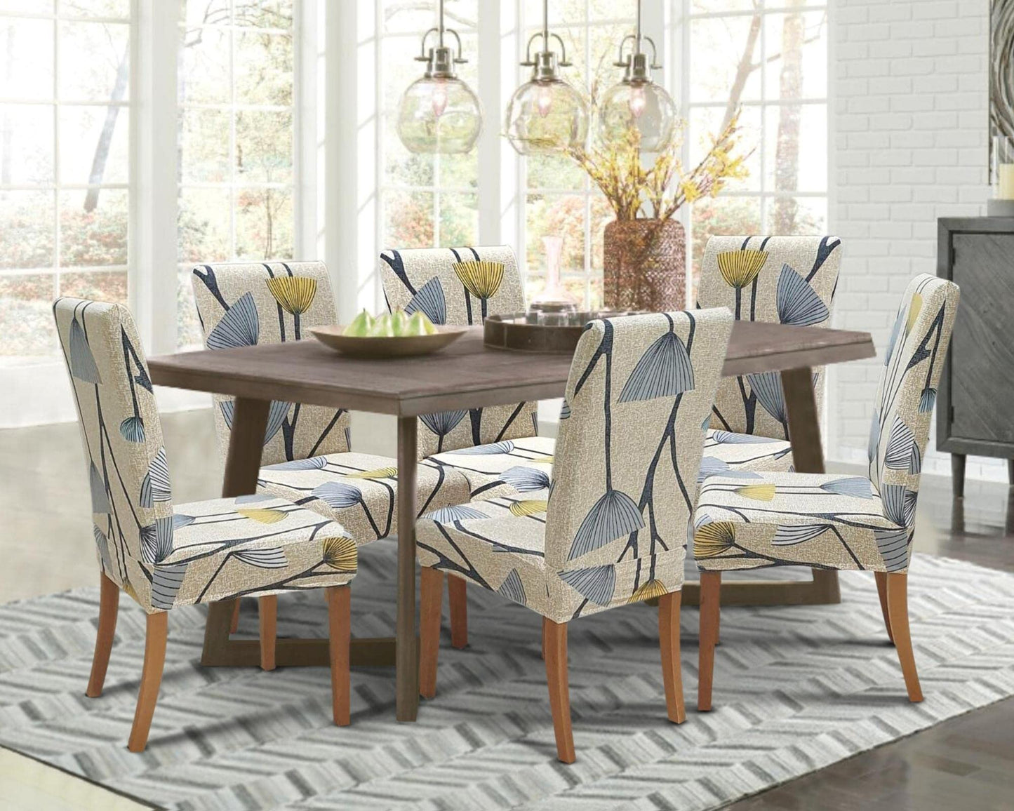 SPRINGRICO Chair Covers for Dining Room Set of 4, Stretch Dining Chair Cover, Washable Spandex Kitchen Parsons Chair Slipcovers, Removable Seat Protector for Home or Party (4Pack, Floral Bloom)