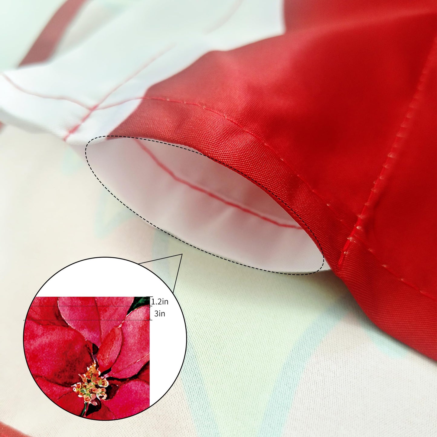 Deztibos Christmas Poinsettia Curtain Valances Set - Upper & Lower Curtains, 52'' L x 18'' W & 36'' L x 26'' W, Kitchen Windows Decor, 3 Piece Set, Red