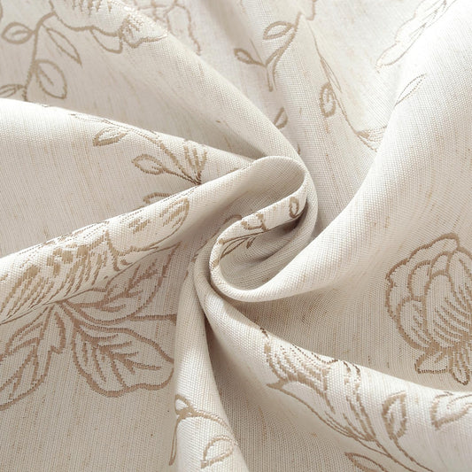 Chassic Premium Vintage Farmhouse Damask Floral 60 x 84 inch Rectangle Table Cloth – Water Resistant Linen Textured Jacquard Tablecloth for Kitchen Dining & Picnic Decor - Beige