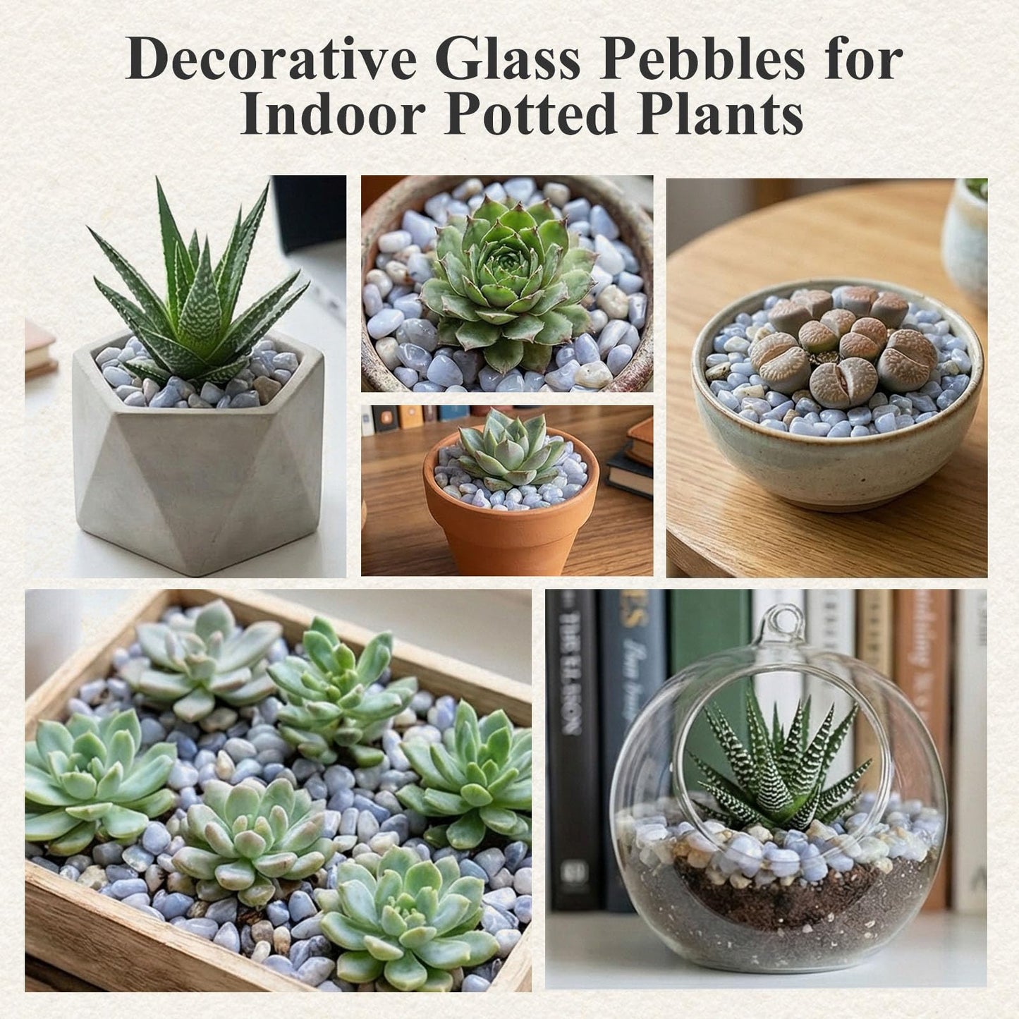 JOHOUSE Decorative Crystal Pebbles, 1 Lb(0.35"–0.8") Natural Quartz Stones Aquarium Gravel Sea Glass Rock Sand for Fish Turtle Tank Air Plants Decoration