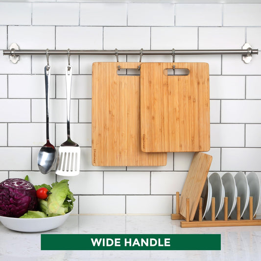 Freshware Bamboo Cutting Board Set of 3, Wooden Cutting Boards for Kitchen, Knife Friendly Food Grade Chopping Board, Lightweight with Hanging Hole for Easy Storage