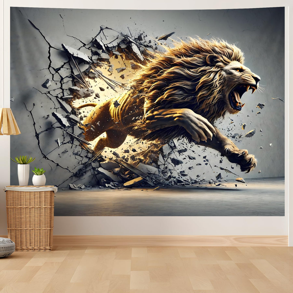 AOHMPT 3D Tapestry, 59"x51" Animal Print Poster, Lion Tapestry,Wall Art Painting for Bedroom and Living Room 59"x51"