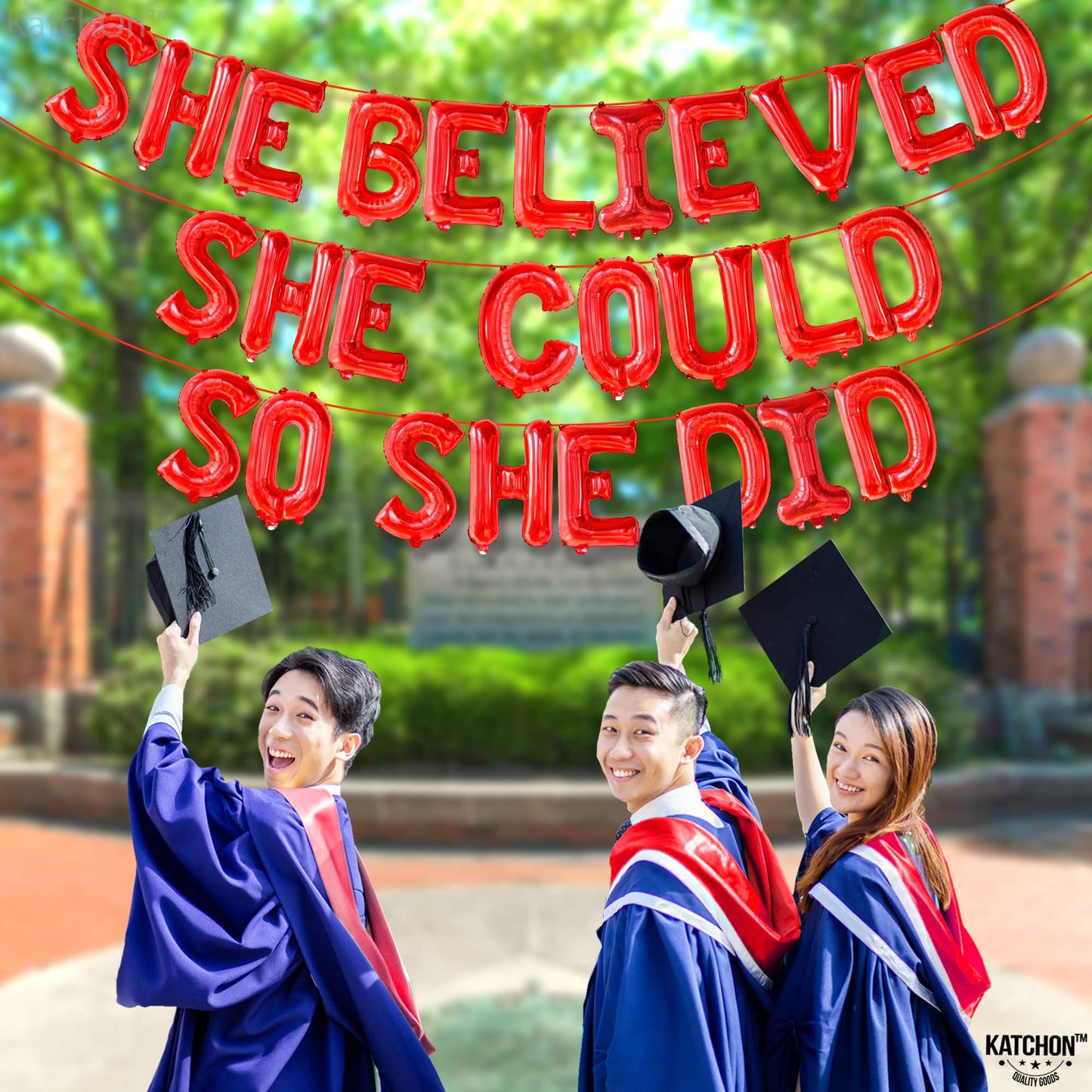 Red She Believed She Could So She Did Balloons - 16 Inch | Congrats Balloon for Congratulations Decorations | Graduation Balloon for Graduation Decorations 2026, Congrats Grad Decorations, KatchOn
