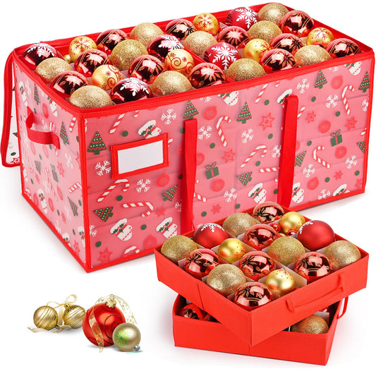 BROSYDA Plastic Christmas Ornament Storage Box with Adjustable Dividers, Waterproof Christmas Storage Containers Keep 128 Capacity, Dual Zippers, Ornament Organizer to Store Holiday Decor-Gloves