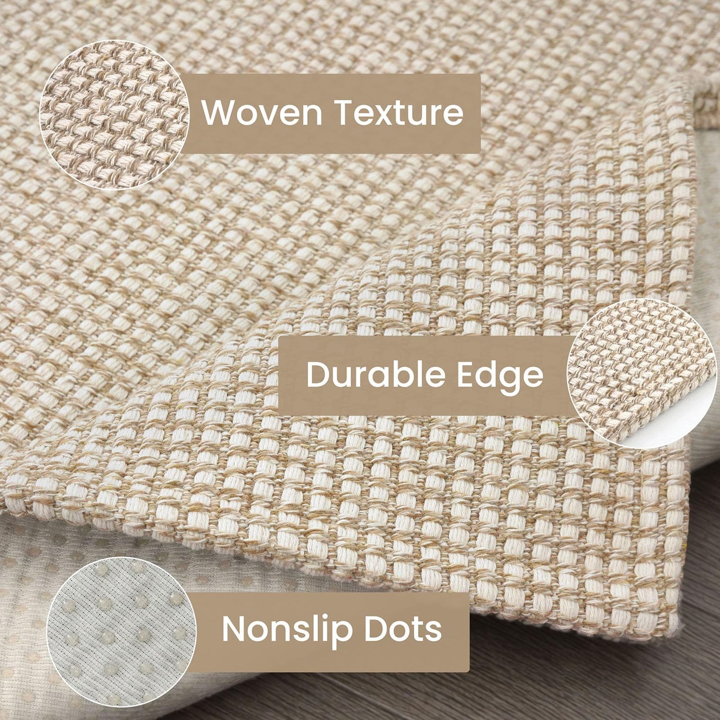 IOHOUZE Small Area Rug 2x3 Washable Woven Rugs for Entryway Non Slip Rubber Backed Front Door Rugs Indoor Doormat Throw Rug Floor Carpet for Entrance Kitchen, Beige/Khaki