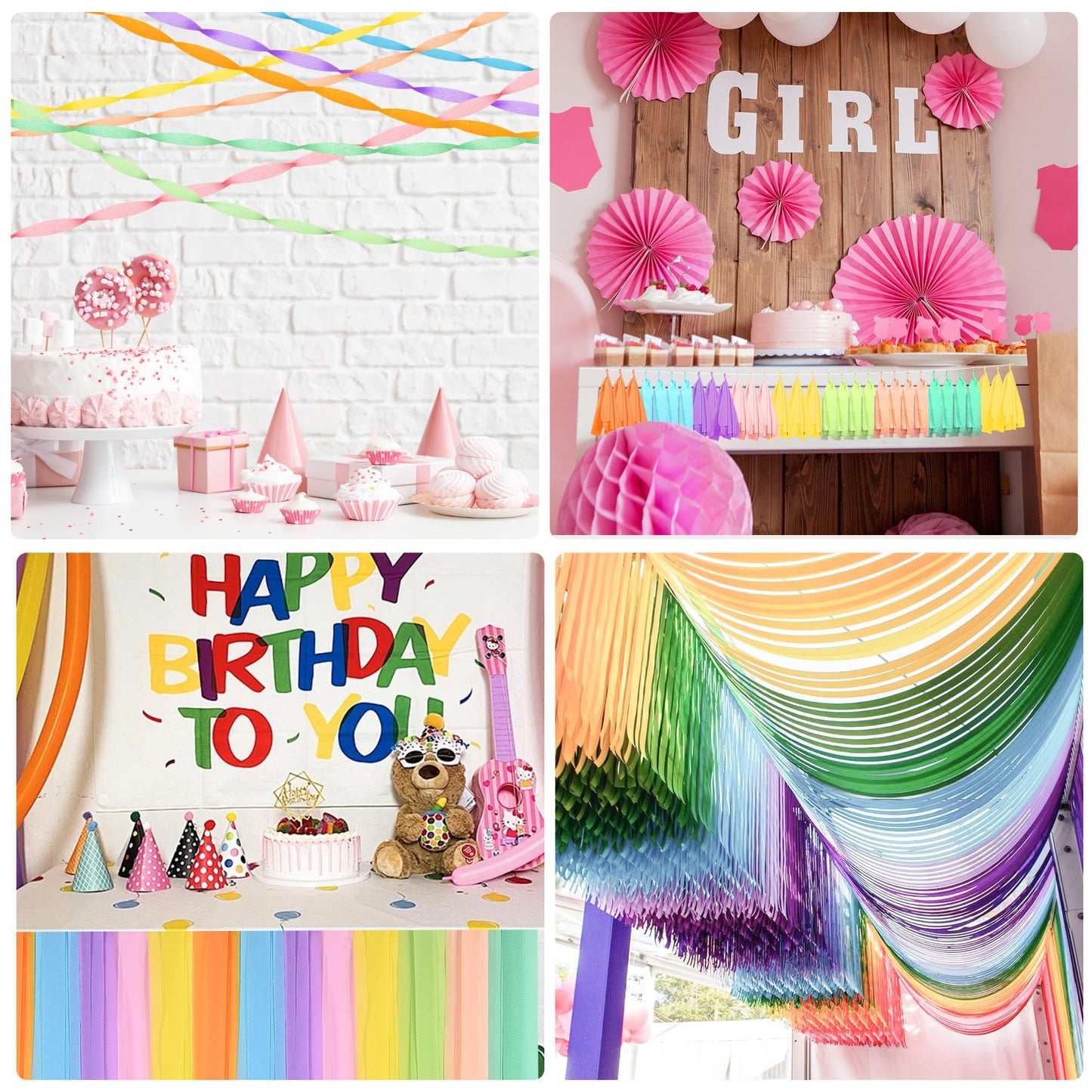 Oubest Crepe Paper Streamers 2.2 Inch x 656 Feet Ideal Party Supplies & Decorations for Birthdays Baby Showers Bachelorettes Weddings DIY, 8 Rolls Pastel Streamers Backdrops, Doorway & Wall Decor