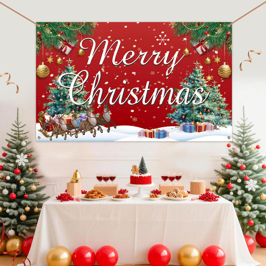 HOOSUN Christmas Decorations,72 x 44 Inch Merry Christmas Backdrops for photography,Xmas Banners Party Decorations,Xmas Photo Booth Backdrop Party Banner for Wall,Yard,Garage