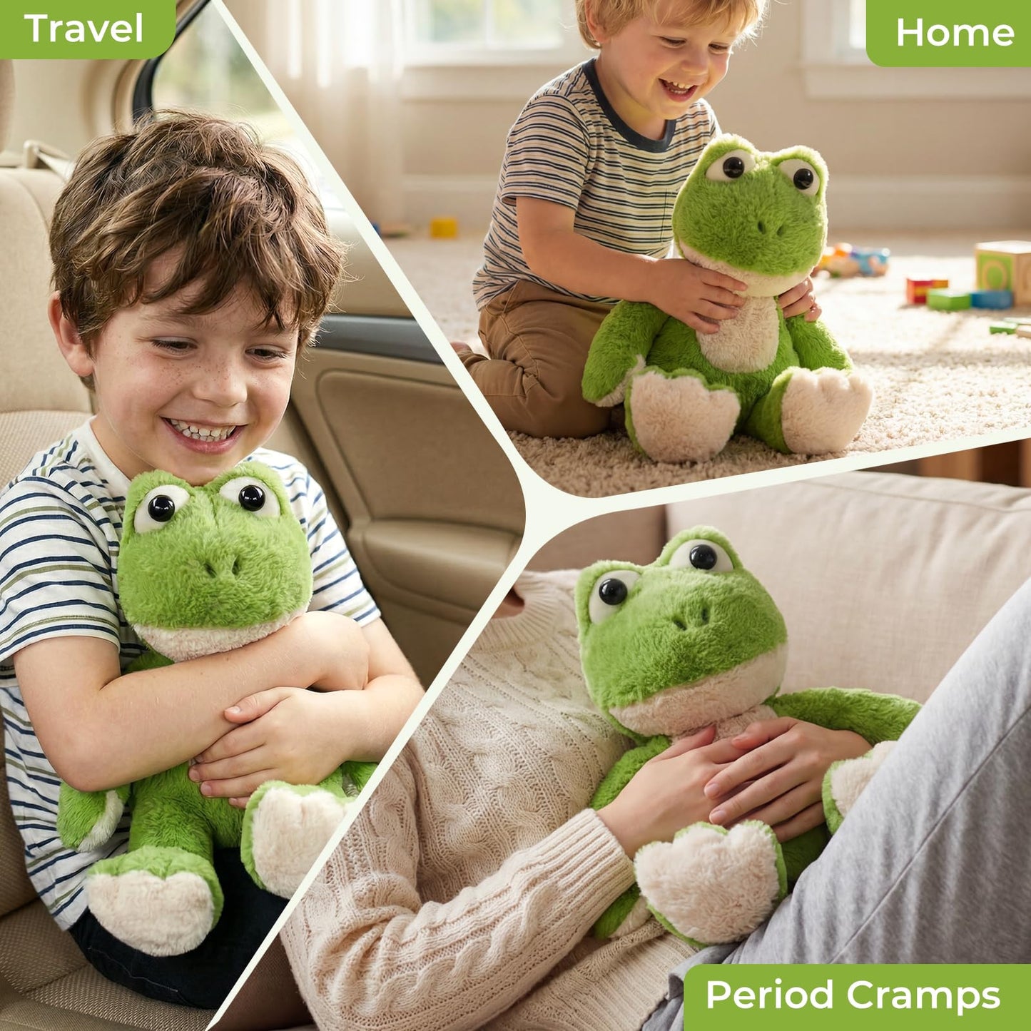 LURKOMEMO Microwavable Weighted Frog Plush,Heating Pad Stuffed Animals for Period Cramps, Heatable&Coolable Frog Stuffed Animal Toy with Lavender Scented for Pain Stress, Cozy Gifts for Kids Women