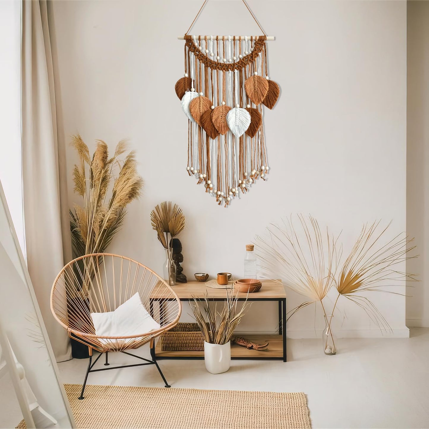 Artilady Macrame Wall Hanging -Handmade Leaf Wall Tapestry,Boho Decorations for Bedroom Living Room Bathroom,Earthy Room Decor Aesthetic,Wedding Birthday for Women Girls