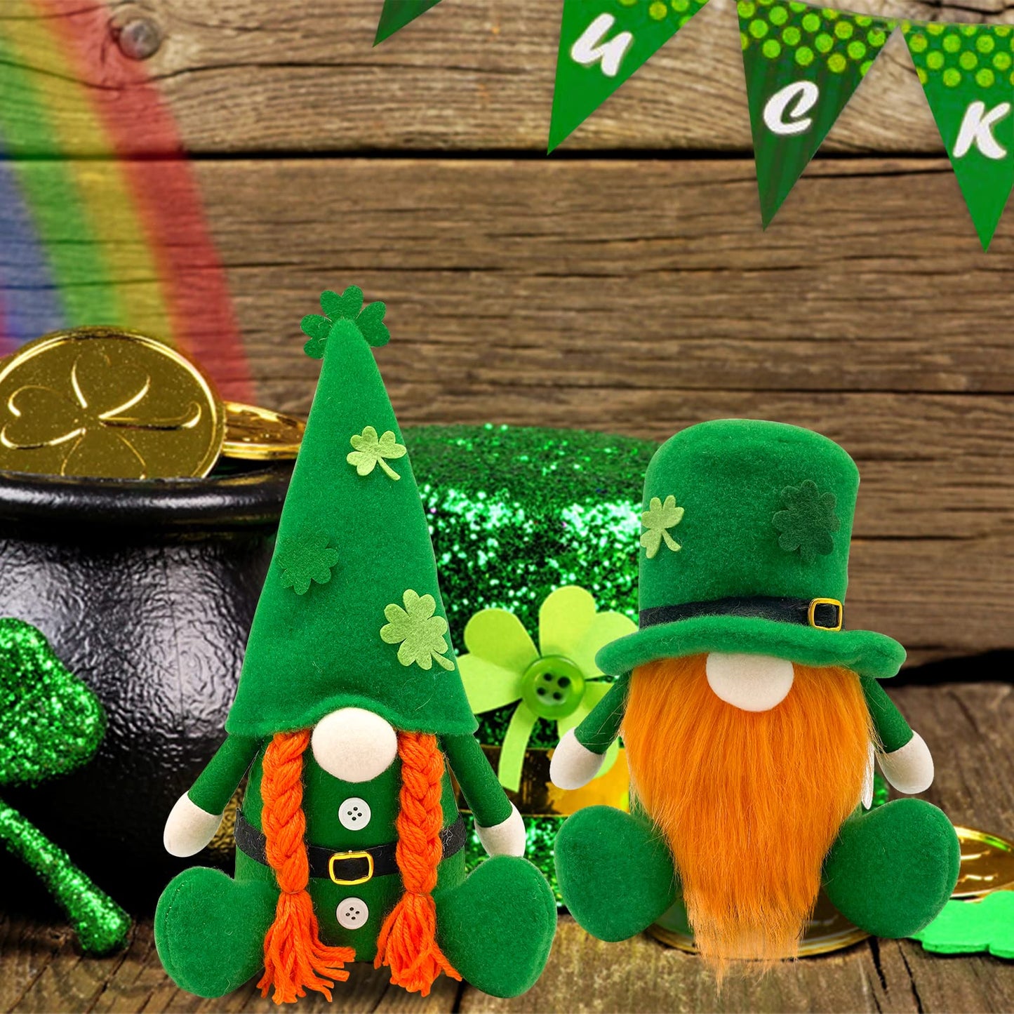 St Patricks Day Decorations - St Patricks Day Decor - Leprechaun Stuffy Doll, St Patrick's Day Plush Shamrock Gnomes Decorations for Home, Office - St. Patricks Day Table Centerpiece - Irish Gifts