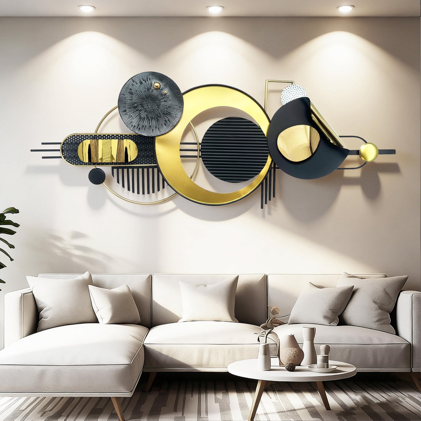 ERMOFAV Metal Wall Art, Abstract Wall Décor Black and White Metal Wall Decor, Large 59×22 In Modern Metal Wall Sculptures Decor for Home, Living Room, Bedroom, Dining Room,Entryway,Kitchen,Office