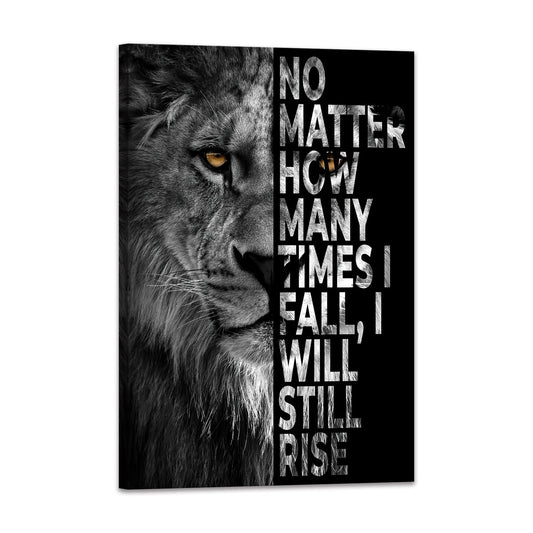 SKASNFAI Lion Canvas Wall Art Black and White Animal Inspirational Motivational Quotes Prints Posters Office Decor Framed Ready to Hang (12x16 inch)