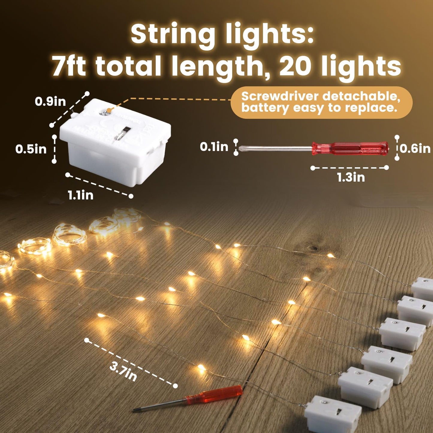 DomeStar 30Pack Fairy Lights Battery Operated, 7Ft 20 LED Waterproof String Lights Wire Firefly Starry Moon Light for DIY Mason Jars Party Centerpiece Table Valentine's Day Decorations Tree Ornament