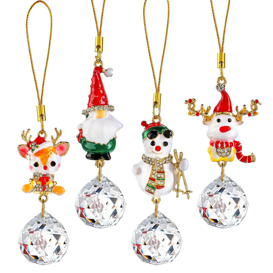 H&D HYALINE & DORA Christmas Ornaments Set Christmas Hanging Ornament Pendant Elk Gnome Snowman Ornament for Xmas Tree Home Decor(4 Pack)