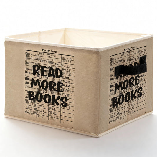 LADOCK Retro Bookish Storage Bins Box, Toybox for Girls Boys, Read More Books Vintage Foldable Baskets Organizer with Handles for Kids Room Reading Nook Corner Room Library Classroom Home