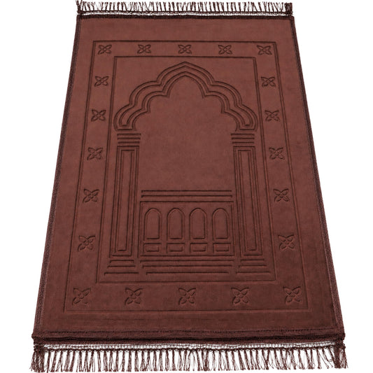 Muslim Prayer Rug-Soft Thick Velvet Islamic Prayer Mat, Traditional Sajadah with Tassels for Men and Women, Comfortable Daily Prayer at Home, Mosque or Travel.
