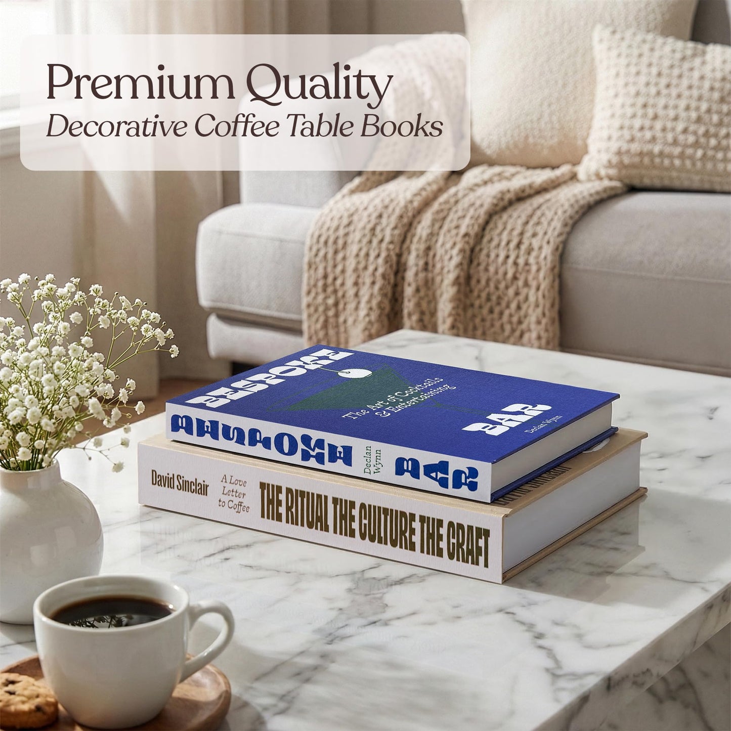 MESMOS Set of 2 Faux Decorative Coffee Table Books, Fake Book Storage Boxes for Home Decoration & Bookshelf Decor, Aesthetic Console Table Decor, Drinks Edition